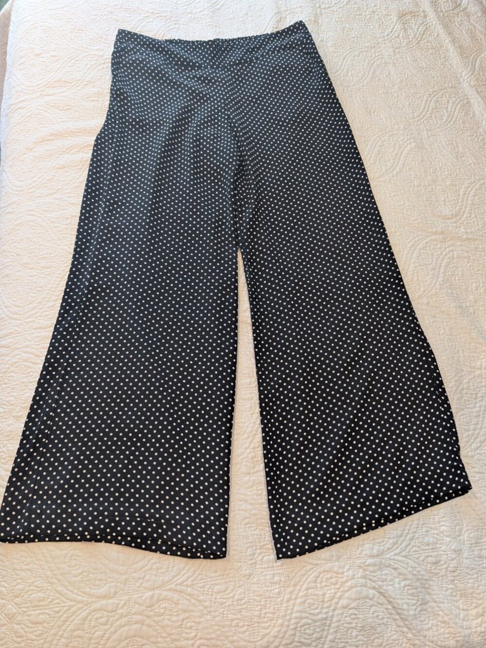 Adrienne Vittadini Wide Leg Polka Dot Trousers - Women's - Size 8 - Picture 3 of 4